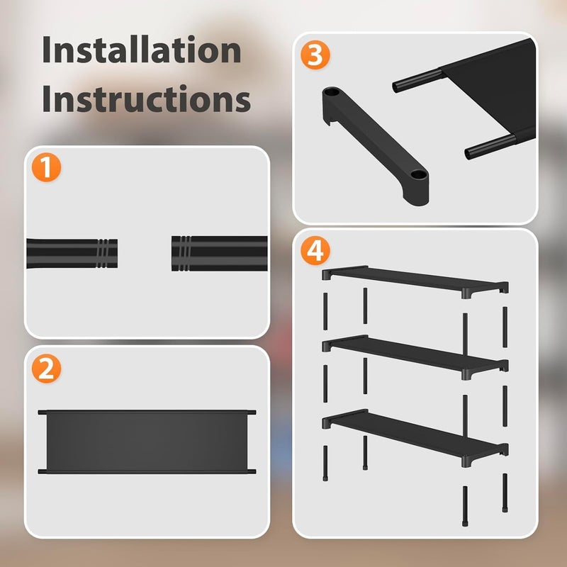 SAN HE Long Shoe Rack-Shoe Organizer 2 Tier Shoe Rack for Closet Front Door Entryway Garage, Stackable Free Standing and Freely Combinable Shoe Storage, Space Saving Small Shoe Shelves. - Image 5