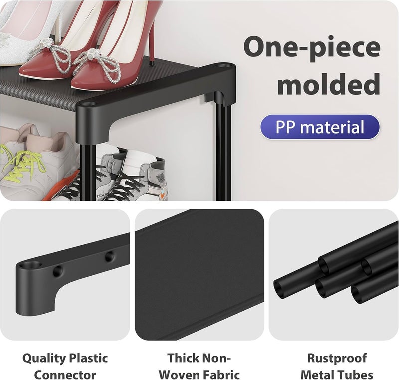 SAN HE Long Shoe Rack-Shoe Organizer 2 Tier Shoe Rack for Closet Front Door Entryway Garage, Stackable Free Standing and Freely Combinable Shoe Storage, Space Saving Small Shoe Shelves. - Image 3