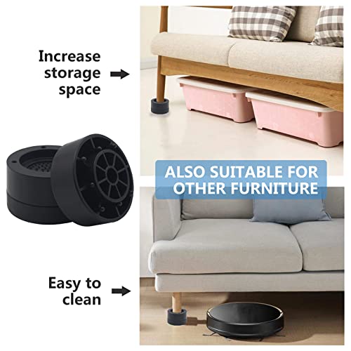 HANIHUA Furniture Risers 2 Inch Black Bed Risers (Set of 4), Heavy Duty Bed Lifts Risers for Table, Sofa, Couch, Desk, Adjustable Bed Frame Risers 1 inch 3 inch Supports Up to 1,300 Lbs - Image 3