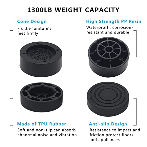 HANIHUA Furniture Risers 2 Inch Black Bed Risers (Set of 4), Heavy Duty Bed Lifts Risers for Table, Sofa, Couch, Desk, Adjustable Bed Frame Risers 1 inch 3 inch Supports Up to 1,300 Lbs - Image 5