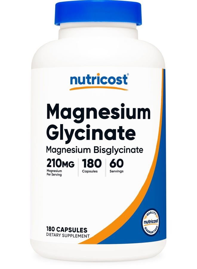 Nutricost كبسولات مغنيسيوم جليسينات (180 كبسولة، 210 ملغ لكل حصة) - مكمل مغنيسيوم جليسينات لامتصاص لطيف - Image 1