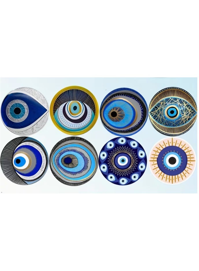 Pack of 8 Pcs Wooden Eye Shaped Coasters, Designed to Be Heat.Perfect for Drinks And Coffee, ideal for Office, Kitchen And Table Decoration - Image 1