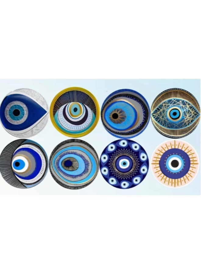 Pack of 8 Pcs Wooden Eye Shaped Coasters, Designed to Be Heat.Perfect for Drinks And Coffee, ideal for Office, Kitchen And Table Decoration - Image 5
