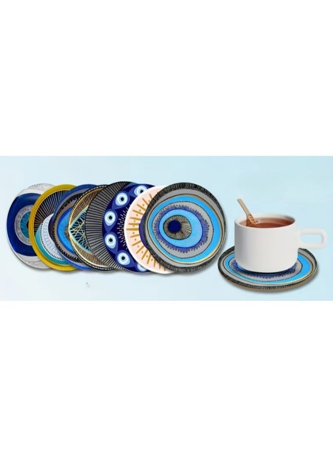 Pack of 8 Pcs Wooden Eye Shaped Coasters, Designed to Be Heat.Perfect for Drinks And Coffee, ideal for Office, Kitchen And Table Decoration - Image 2