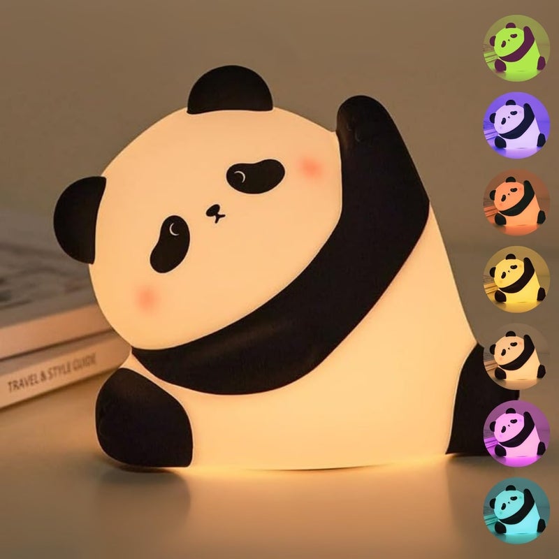 One94Store Rechargeable Silicone Panda Night Light for Kids | Kung Fu Panda Inspired 7-Color LED Lamp | Soft BPA-Free Bedside Nightlight | Cute Room Décor & Gift for Toddlers, Teens & Valentine’s Day - Image 2