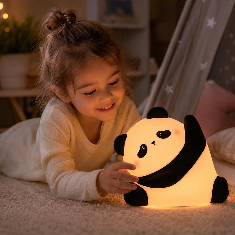 One94Store Rechargeable Silicone Panda Night Light for Kids | Kung Fu Panda Inspired 7-Color LED Lamp | Soft BPA-Free Bedside Nightlight | Cute Room Décor & Gift for Toddlers, Teens & Valentine’s Day - Image 4