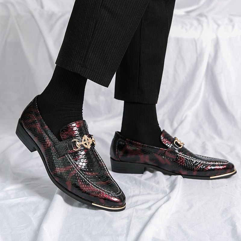 Plus Size Leather Shoes Men'S Crocodile Pattern Leather Shoes Plus Size 46 Men'S Formal Business Pointed Shoes Tide - Image 2