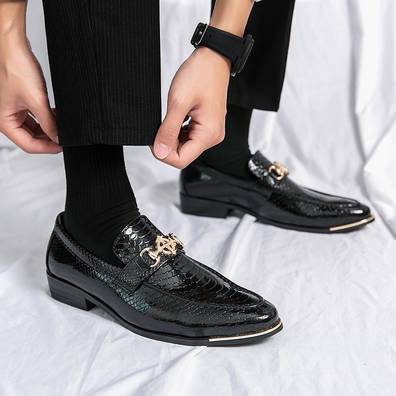 Plus Size Leather Shoes Men'S Crocodile Pattern Leather Shoes Plus Size 46 Men'S Formal Business Pointed Shoes Tide - Image 4
