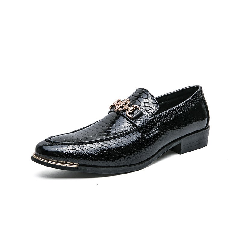 Plus Size Leather Shoes Men'S Crocodile Pattern Leather Shoes Plus Size 46 Men'S Formal Business Pointed Shoes Tide - Image 1
