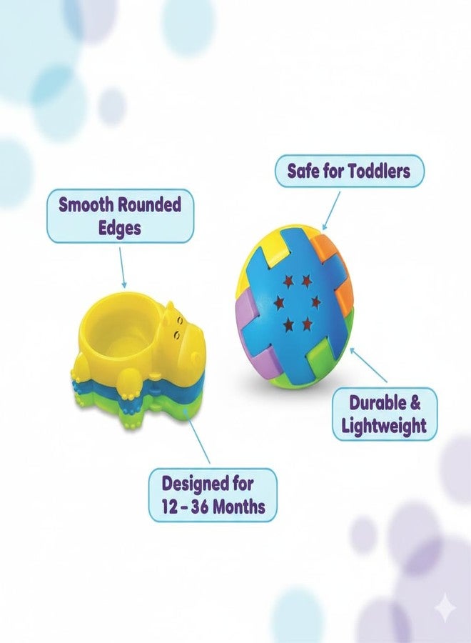 Toymate Roll A Ball & Floating Hippos 2-in-1 Baby Bath Toy Gift Set | Sensory Rattle Ball & Water Play Toy | Infant & Educational & Interactive Play | Set Toddler Toy for 12-36 Months - Image 5
