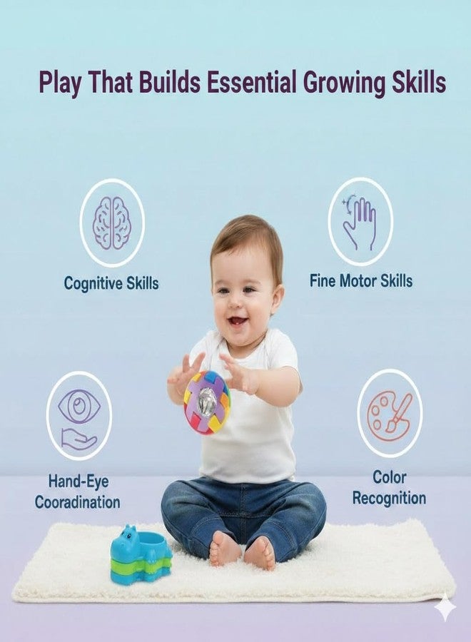 Toymate Roll A Ball & Floating Hippos 2-in-1 Baby Bath Toy Gift Set | Sensory Rattle Ball & Water Play Toy | Infant & Educational & Interactive Play | Set Toddler Toy for 12-36 Months - Image 3