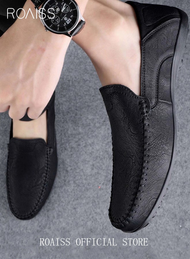roaiss Minimalist Slip On Loafer for Men Casual Stitch Decor Anti Slip Flats Low Cut Breathable and Wear Resistant Driving Shoes Round Toe Outdoor Sports Walking Sneakers  - Image 4