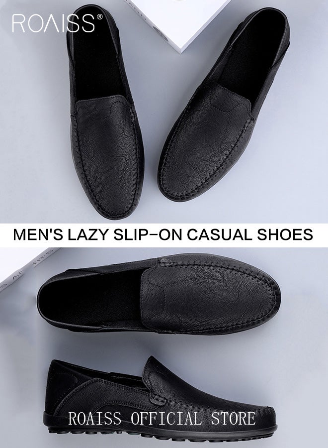 roaiss Minimalist Slip On Loafer for Men Casual Stitch Decor Anti Slip Flats Low Cut Breathable and Wear Resistant Driving Shoes Round Toe Outdoor Sports Walking Sneakers  - Image 5