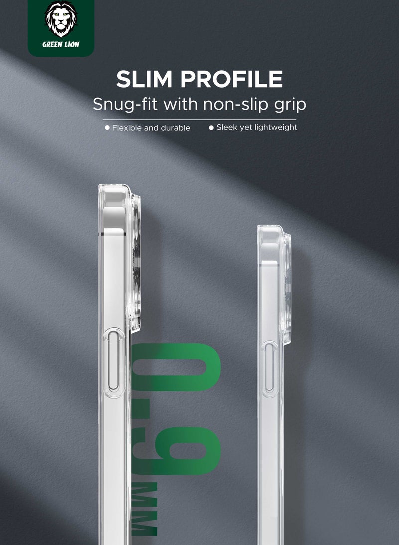 GREEN LION iPhone 15 Pro Max Magsafe Delgado case/ Anti Fingerprint / Anti Scratch / Anti Yellowing / Daily Protection / Precise Cutouts / Ultra HD Clarity / Camera Protection / Ultra Drop Protection - Clear - Image 3