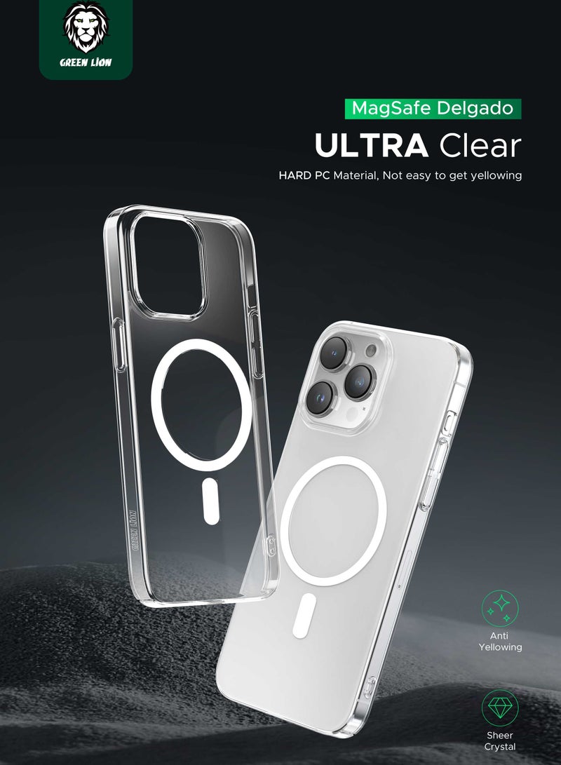 GREEN LION iPhone 15 Pro Max Magsafe Delgado case/ Anti Fingerprint / Anti Scratch / Anti Yellowing / Daily Protection / Precise Cutouts / Ultra HD Clarity / Camera Protection / Ultra Drop Protection - Clear - Image 4