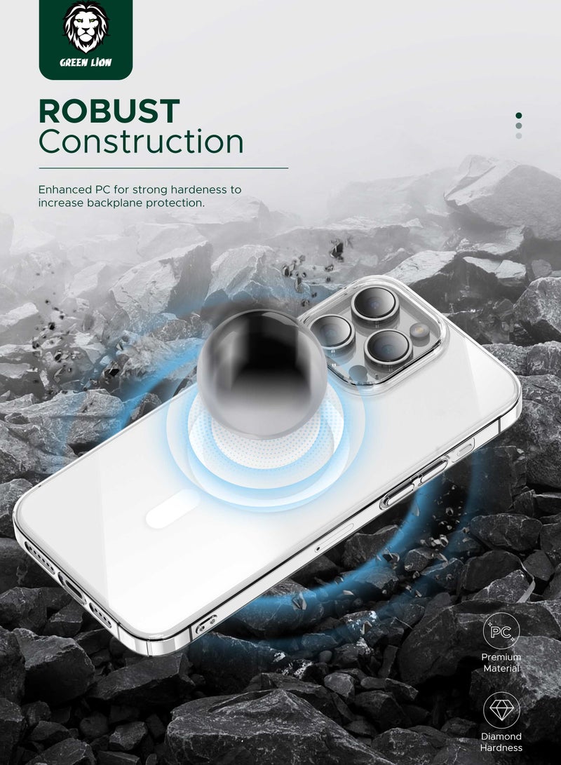 GREEN LION iPhone 15 Pro Max Magsafe Delgado case/ Anti Fingerprint / Anti Scratch / Anti Yellowing / Daily Protection / Precise Cutouts / Ultra HD Clarity / Camera Protection / Ultra Drop Protection - Clear - Image 5