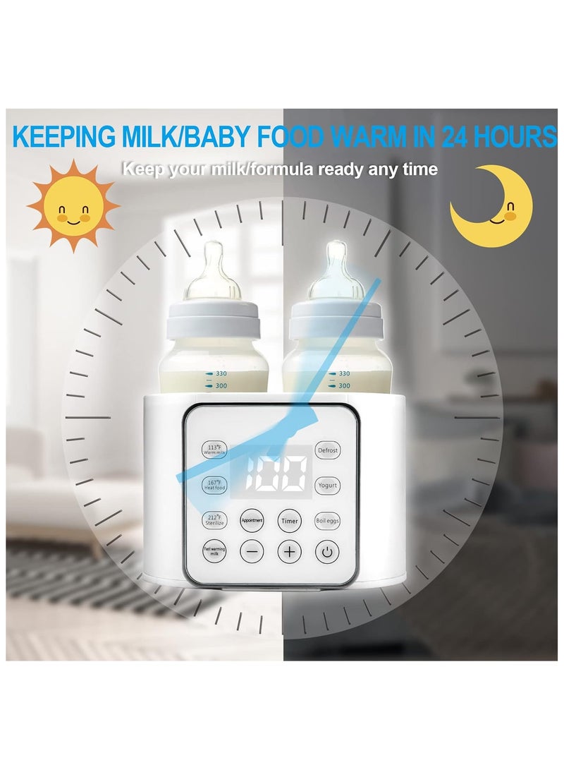 NNEWVANTE Baby Bottle Warmer 4-in-1 Multifuntion Breast Milk Warmer, Fast Baby Food Heater and Defrost Warmer with Timer for Twins, LCD Display Accurate Temperature Adjustment, 24H Constant Mode - Image 3