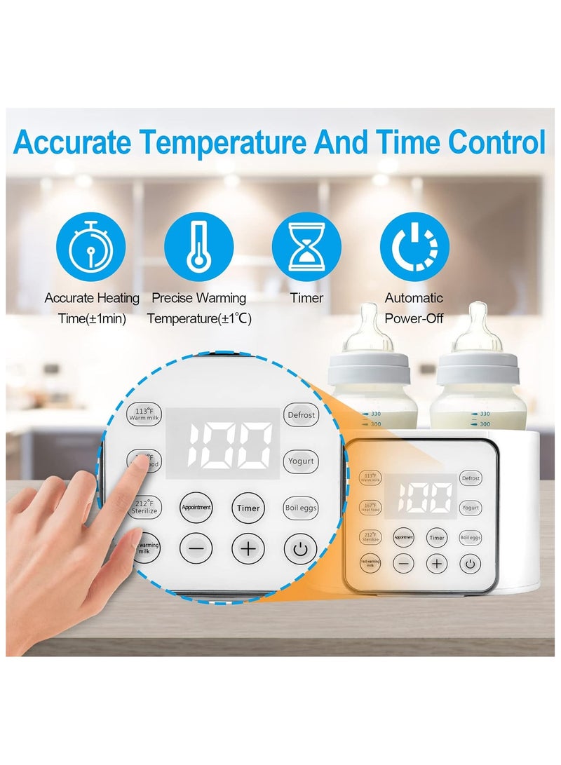NNEWVANTE Baby Bottle Warmer 4-in-1 Multifuntion Breast Milk Warmer, Fast Baby Food Heater and Defrost Warmer with Timer for Twins, LCD Display Accurate Temperature Adjustment, 24H Constant Mode - Image 4