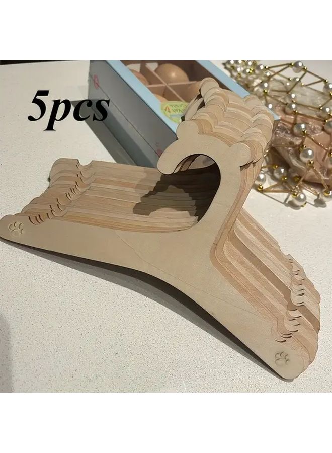 5 Cute Bear Shaped Wooden Hangers for Kids Clothes Pet Apparel Space Saving - Image 2
