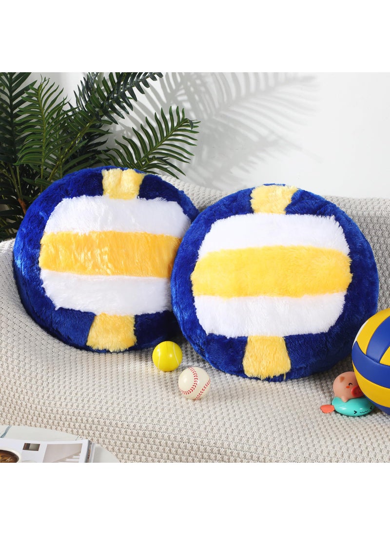 Jetec Jetec 2 Pcs Sports Pillow Fluffy Soft Throw Pillow Cute Shaped Sports Decor Round Plush Pillow Sport Theme Cushion Stuffed Pillow for Bedroom Decoration (Volleyball)  - Image 1