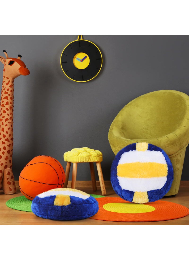 Jetec Jetec 2 Pcs Sports Pillow Fluffy Soft Throw Pillow Cute Shaped Sports Decor Round Plush Pillow Sport Theme Cushion Stuffed Pillow for Bedroom Decoration (Volleyball)  - Image 3