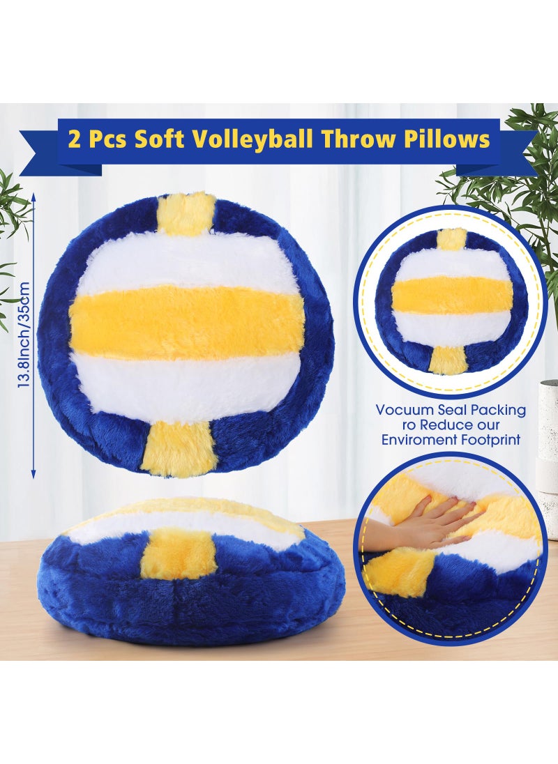 Jetec Jetec 2 Pcs Sports Pillow Fluffy Soft Throw Pillow Cute Shaped Sports Decor Round Plush Pillow Sport Theme Cushion Stuffed Pillow for Bedroom Decoration (Volleyball)  - Image 2