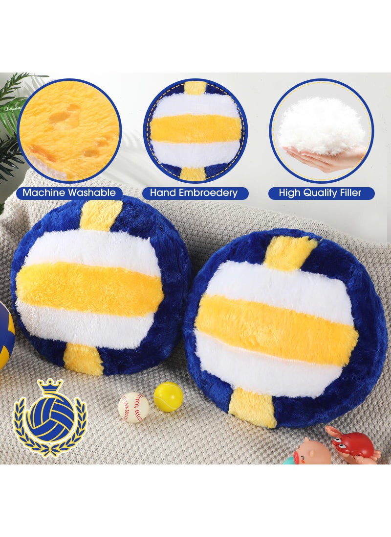 Jetec Jetec 2 Pcs Sports Pillow Fluffy Soft Throw Pillow Cute Shaped Sports Decor Round Plush Pillow Sport Theme Cushion Stuffed Pillow for Bedroom Decoration (Volleyball)  - Image 4