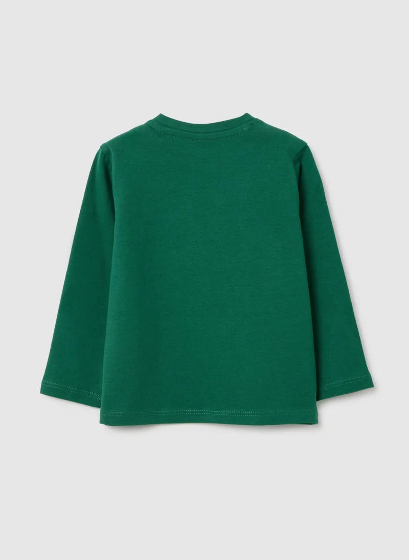 Ovs CHILDREN'S T-SHIRT IN PURE GREEN COTTON REGULAR FIT