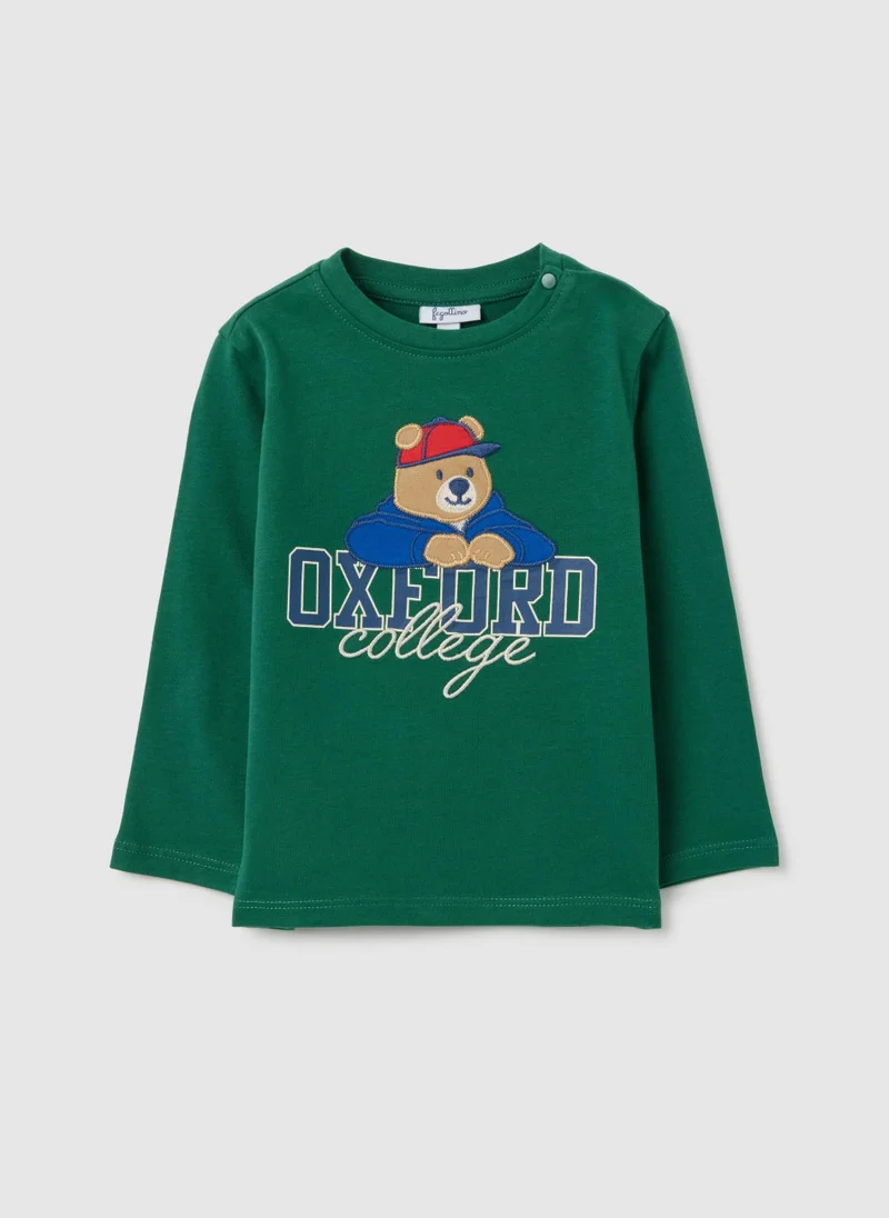 Ovs CHILDREN'S T-SHIRT IN PURE GREEN COTTON REGULAR FIT