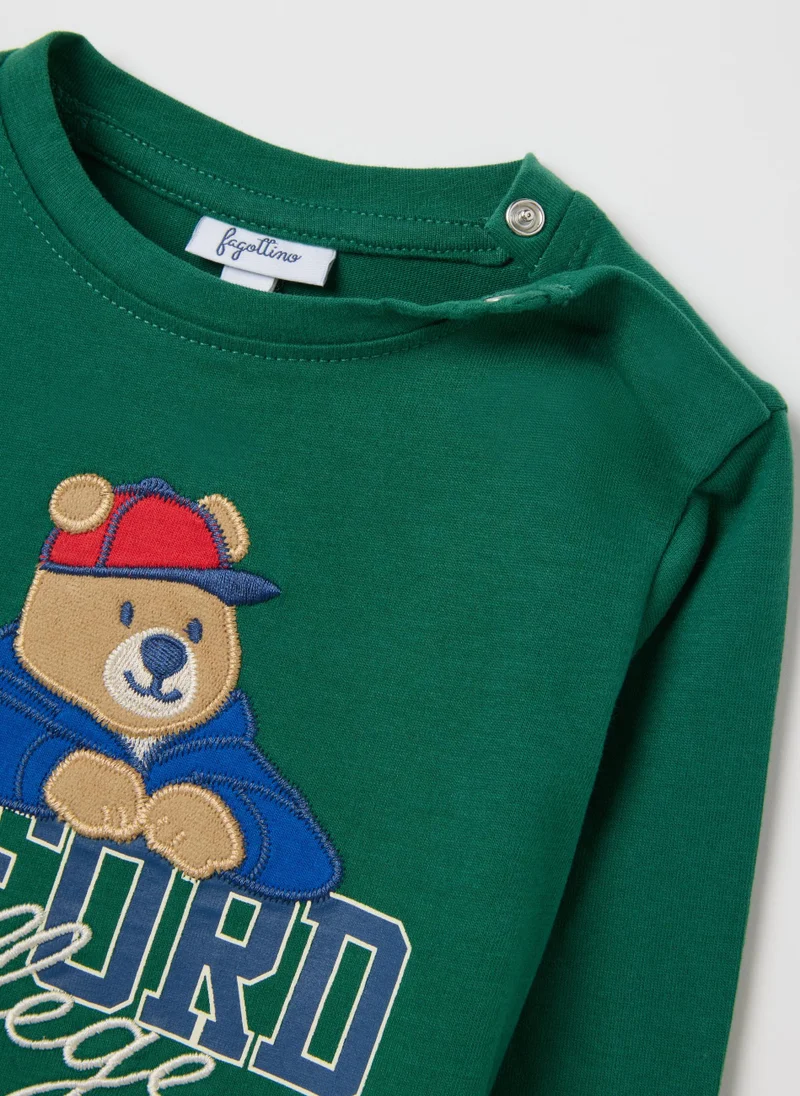 Ovs CHILDREN'S T-SHIRT IN PURE GREEN COTTON REGULAR FIT