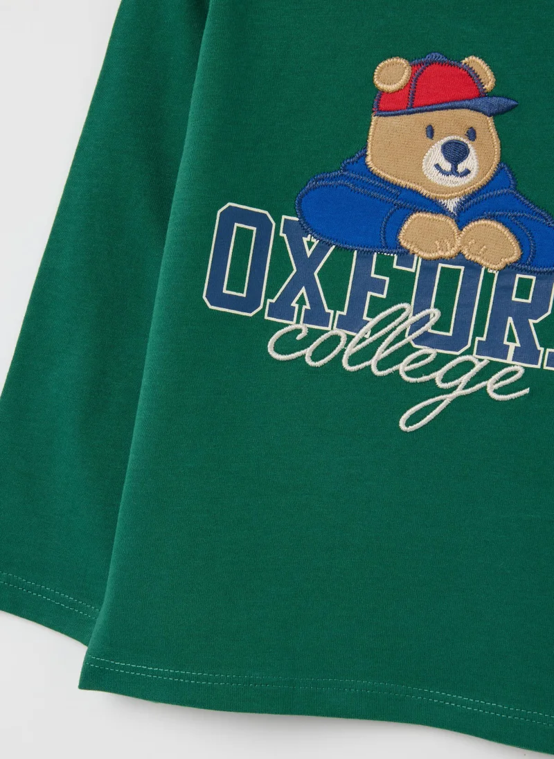Ovs CHILDREN'S T-SHIRT IN PURE GREEN COTTON REGULAR FIT