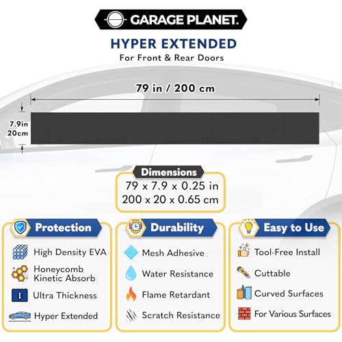 Garage Planet H1 Garage Wall Protector Car Door Wall Protector, Tool-Free, Designed in Australia (Black, 2 Pack) - Image 2