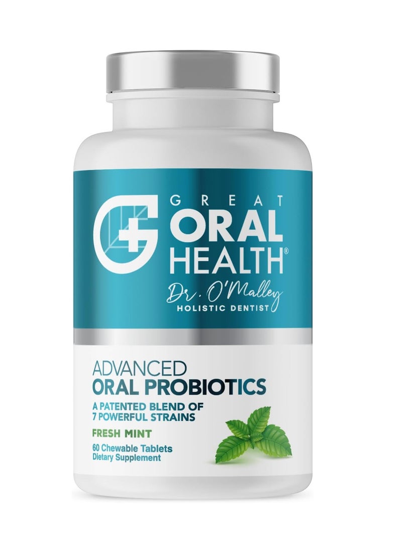 Great Oral Health Dentist Formulated 60 Tablet Bottle~Attack Bad Breath, Cavities And Gum Disease ~ Bad Breath Treatment ~Contains BLIS M18 and BLIS K12~Mint Flavor~83 Page eBook Included!  - Image 1