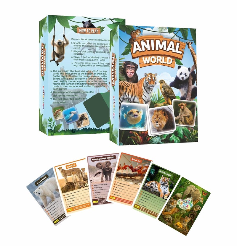 Aamango Animal World – 63 Educational & Fun Trump Cards for Kids | Learn Animal Facts, Strength, Speed & Lifespan | STEM-Aligned Wildlife Learning Game | Eco-Friendly - Image 3
