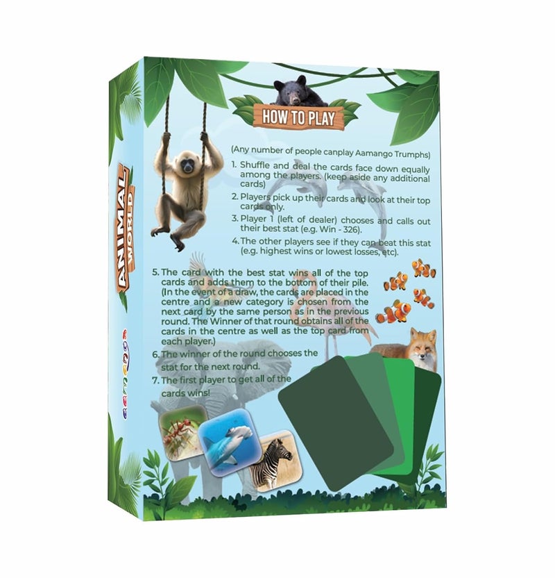 Aamango Animal World – 63 Educational & Fun Trump Cards for Kids | Learn Animal Facts, Strength, Speed & Lifespan | STEM-Aligned Wildlife Learning Game | Eco-Friendly - Image 2