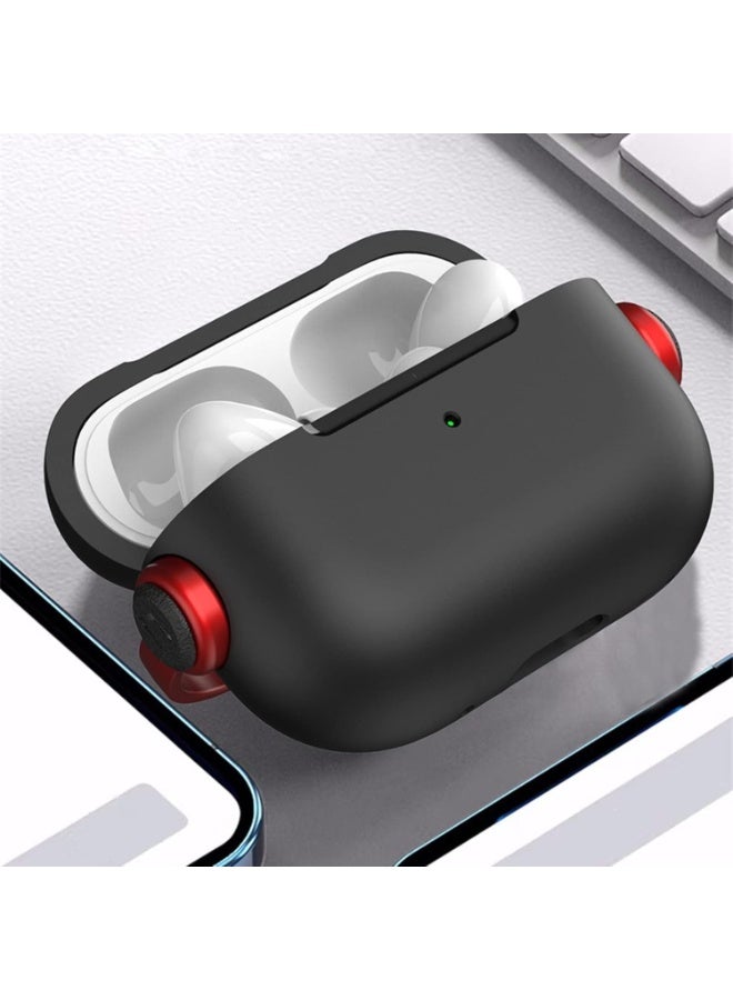 Case for AirPods Pro 2nd Generation 2022, Protective Silicone Skin Cover with Closure Lid, Front LED Visible, Shockproof Case with Wrist Strap, Compatible with AirPods Pro 2 (Black White) - Image 4