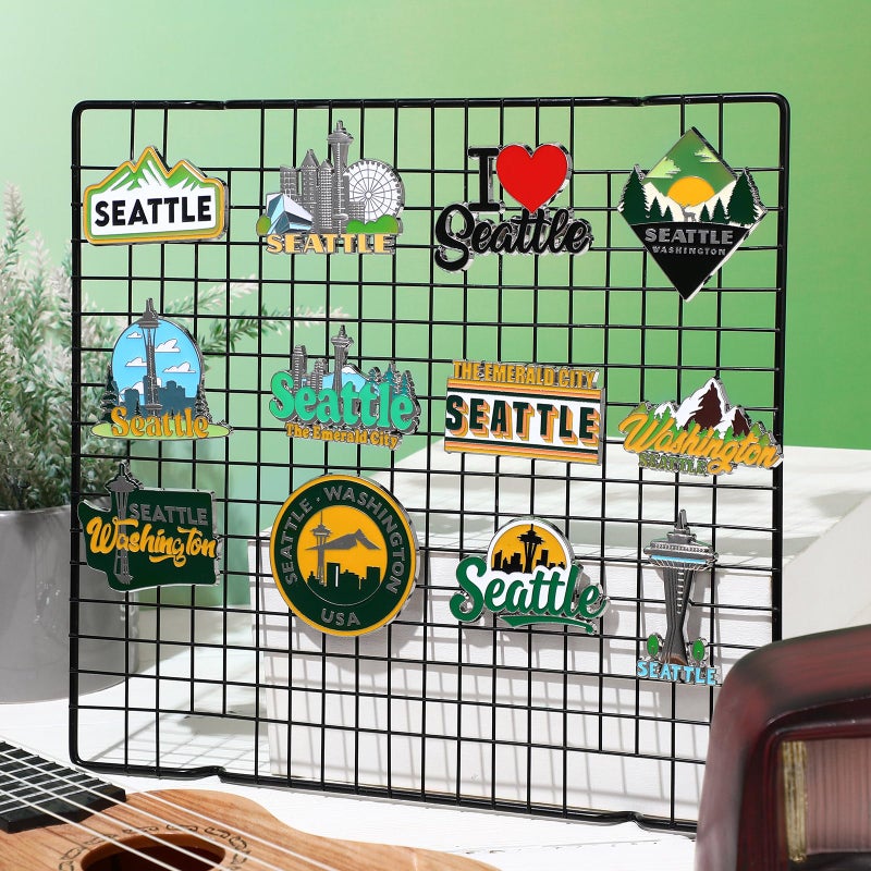 Konohan 12 Pcs Seattle Magnets for Refrigerator Metal Washington Fridge Magnet Magnetic Seattle Souvenirs Gifts USA State Magnetic Us City Refrigerator Stickers, Space Needle - Image 4