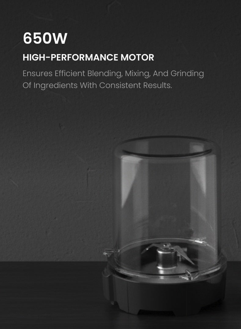 أوجيرا خلاط كهربائي عالي السرعة ٢ في ١ مع وعاء طحن، محرك قوي ٦٥٠ واط، تحكم بخمس سرعات وتسريع توربو | وعاء غير قابل للكسر سعة ٢ لتر، شفرات من الفولاذ المقاوم للصدأ، معالج طعام متعدد الوظائف للعصر والطحن | حماية من الحرارة الزائدة | ضمان لمدة عامين - Image 2