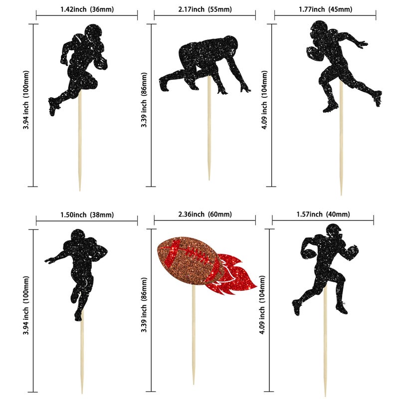 Ephlyn 24Pcs Rugby Ball Cupcake Toppers Football Players Sport Cupcake Picks Super Rugby Sports Theme Baby Shower Birthday Party Cake Decorations Supplies - Image 2