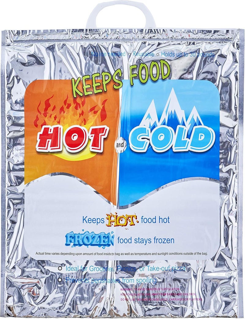 Superio Hot and Cold Insulated Bags for Food Delivery, Grocery Shopping Bags, Food Storage for Hot and Frozen Food for Travel, Disposable Cooler Bag, Reinforced Thermal Lunch Bag (1, 16"x5.5"x19") - Image 1