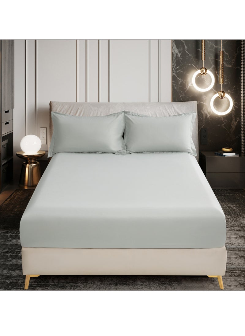 Donetella Bedding Fitted Sheet 2-Pcs Twin Size Solid Bed Sheet Set Fits(120x200CM) With Pillowcases And 30 CM Extra Deep Brushed Microfiber Bed Sheet,Ansonia  - Image 1