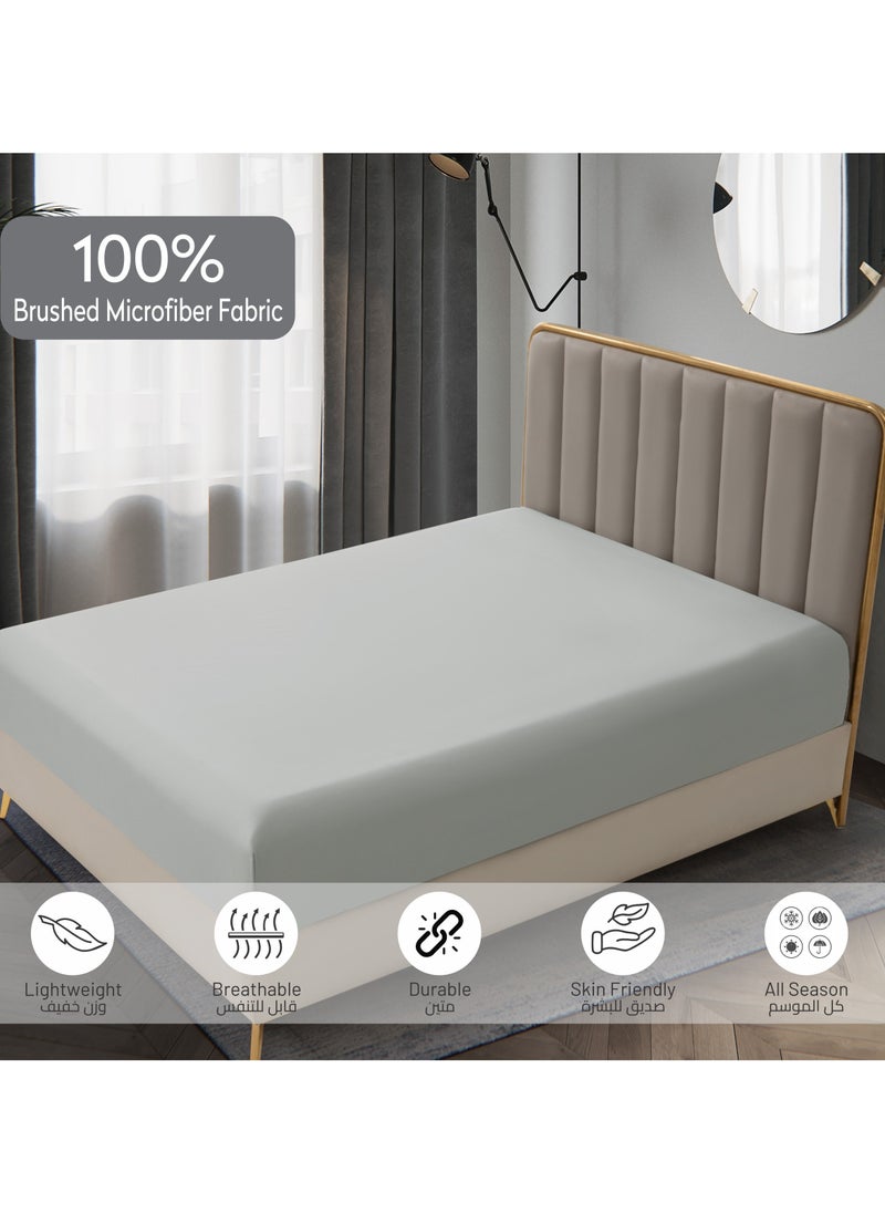 Donetella Bedding Fitted Sheet 2-Pcs Twin Size Solid Bed Sheet Set Fits(120x200CM) With Pillowcases And 30 CM Extra Deep Brushed Microfiber Bed Sheet,Ansonia  - Image 5
