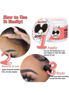 Goiple Edge Control Wax For Women Strong Hold Nongreasy Edge Control Smoother Edge Tamer Edge Wax Styling Tamer Edge Control For Black Hair No Flaking White Residue Shine And Smooth 4Oz (Sweet Peach )  - Image 5