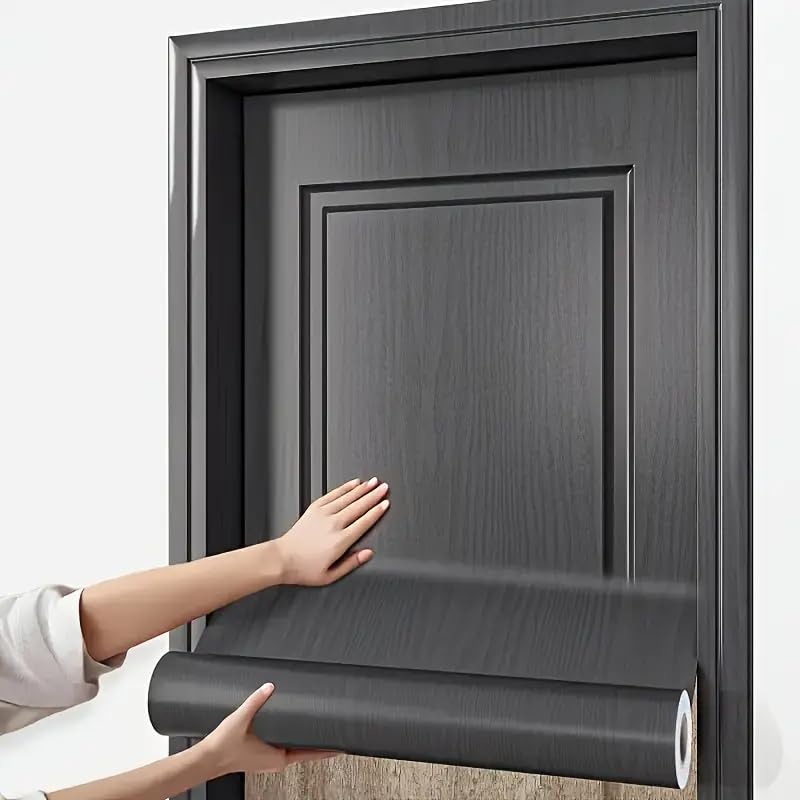 SUNBIRD Self-Adhesive Door Wallpaper Stickers Wood Peel & Stick Waterproof Oil-Proof PVC Wallpaper for Kitchen, Cabinets, Countertops (Wooden Black, 30 x 121 cm) - Image 5