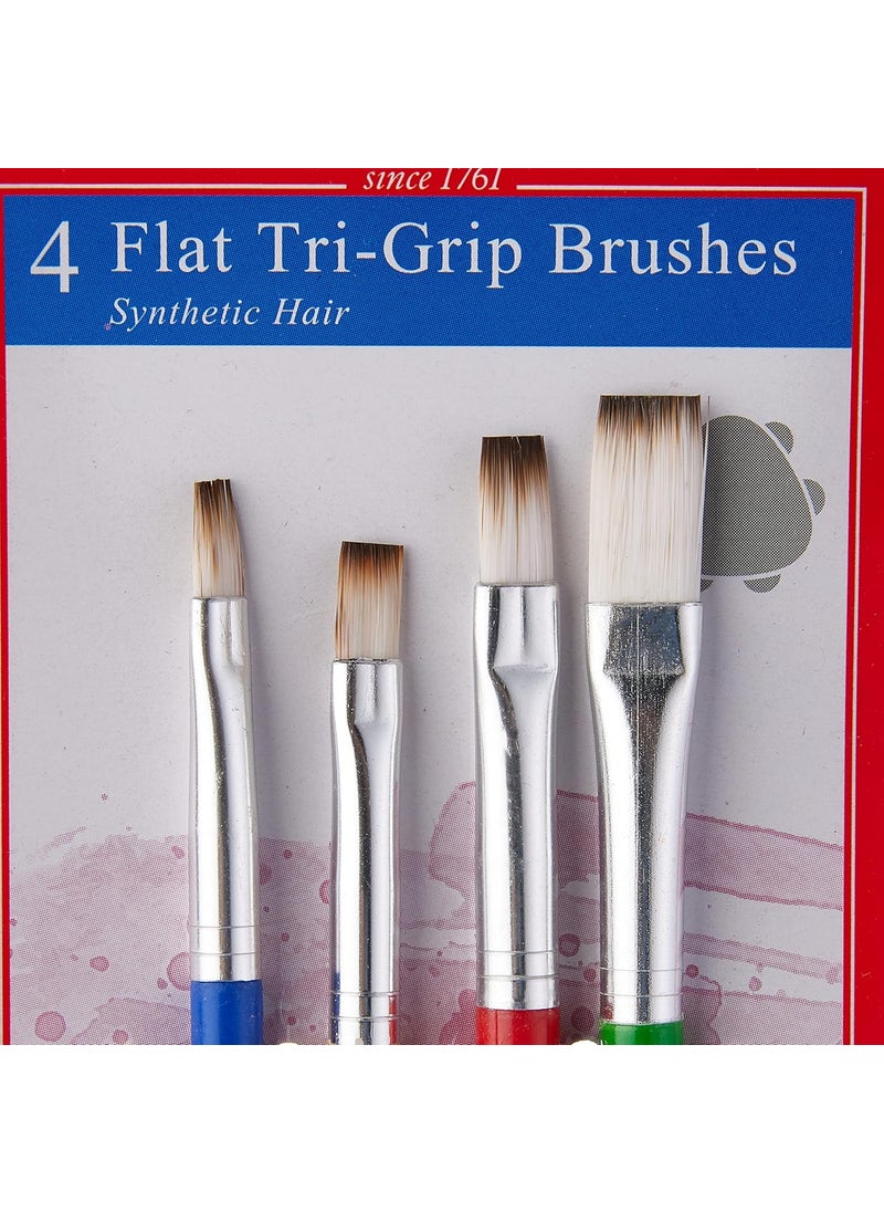 FABER-CASTELL - Faber-Castell Paint Brush - TRI Grip Synth Hair Flat ASSORT- Set 4 Brush NOS. 1, 2, 4, 6 - Image 1