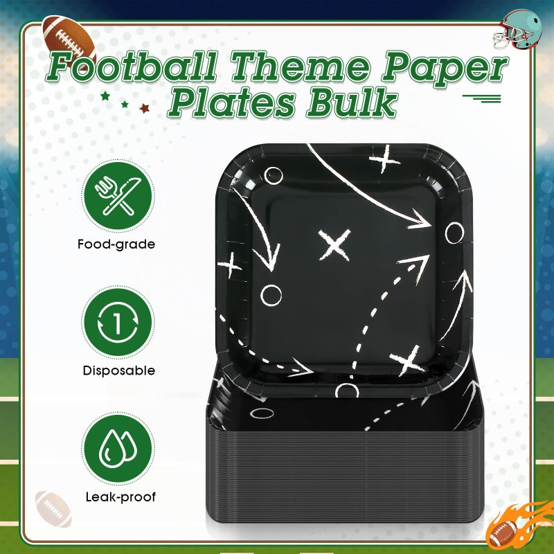 Mimorou 100 Pcs Football Dessert Plates - 7 Inch Square Paper Plates for Game Day, Birthday, Baby Shower & Home Decor - Image 3