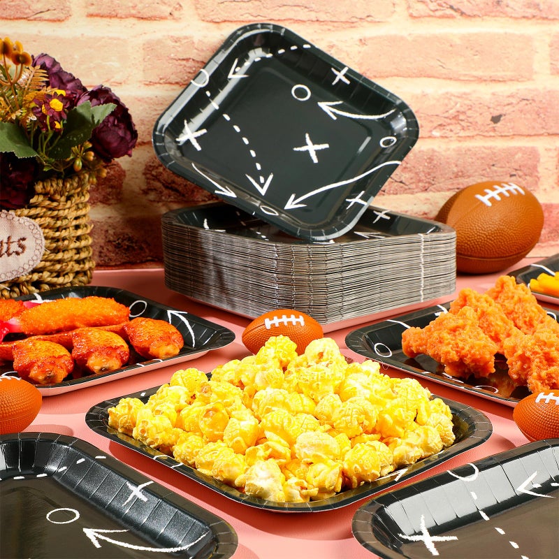 Mimorou 100 Pcs Football Dessert Plates - 7 Inch Square Paper Plates for Game Day, Birthday, Baby Shower & Home Decor - Image 4
