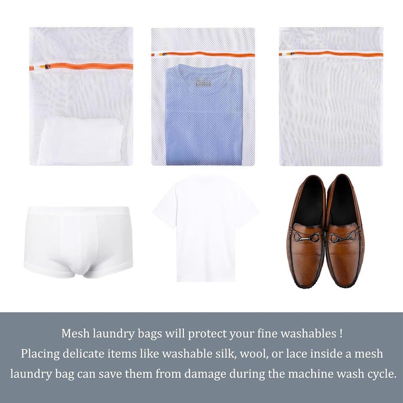 Kuber Industries Pack of 6 Laundry Washing Bags Reusable Mesh Laundry Bags Washing Bags for BlouseBraPantyHosieryLingerieJeans Laundry Storage Bag Clothes Bags White - Image 5