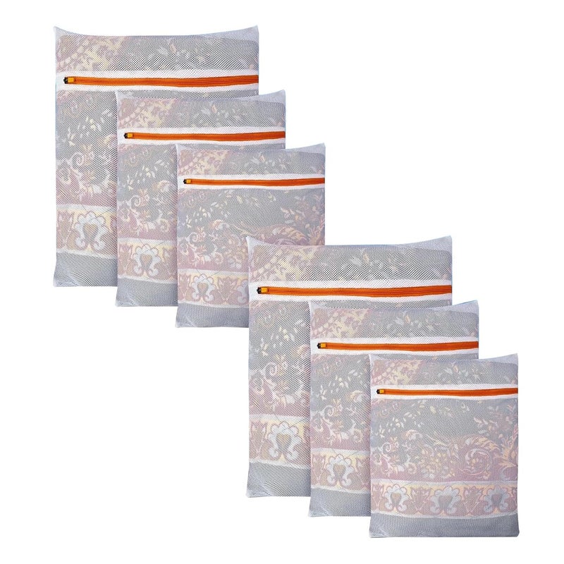 Kuber Industries Pack of 6 Laundry Washing Bags Reusable Mesh Laundry Bags Washing Bags for BlouseBraPantyHosieryLingerieJeans Laundry Storage Bag Clothes Bags White - Image 1