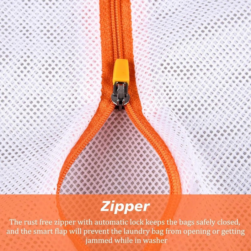 Kuber Industries Pack of 6 Laundry Washing Bags Reusable Mesh Laundry Bags Washing Bags for BlouseBraPantyHosieryLingerieJeans Laundry Storage Bag Clothes Bags White - Image 2